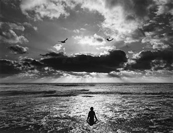 JERRY UELSMANN (1934- ) Untitled (beach scene, with flying figures).